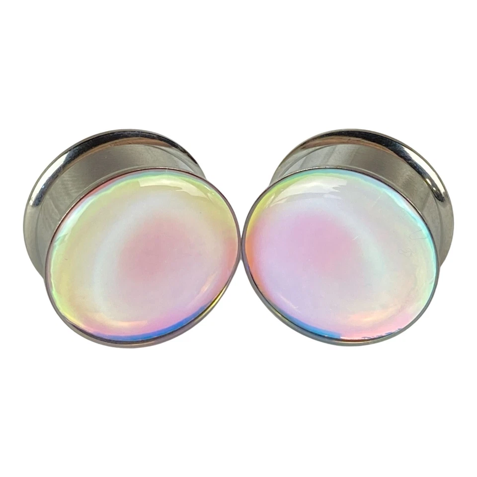 Baby Blue/Pink Opal Color Shift Double Flare Resin Plugs (MTO-052) gauges pair - Image 3 of 3