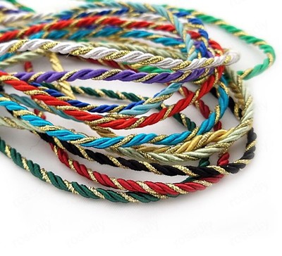 Three Strands Twisted Cords Colorful Polyester Rope Jewelry Making Cord 20Meters
