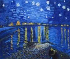 20x24 Starry Night Over the Rhone Van Gogh Oil Painting Post Impressionism
