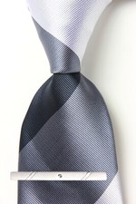 New Classic Striped Gray White Black JACQUARD WOVEN 100 Silk Men's Necktie Tie