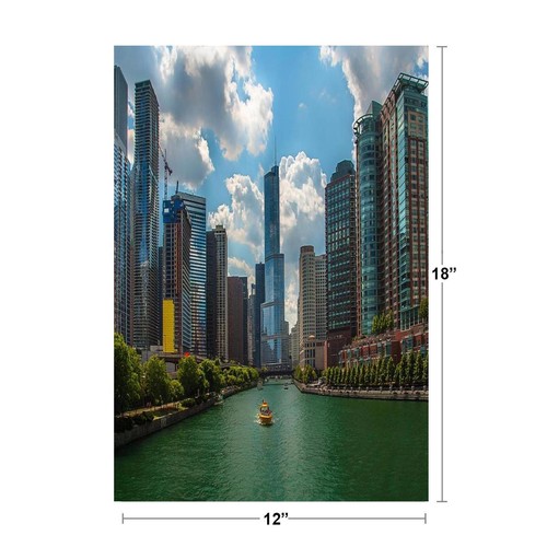Chicago Illinios Skyline Lake Michigan Photo Art Print Poster 18x12 - Picture 2 of 3