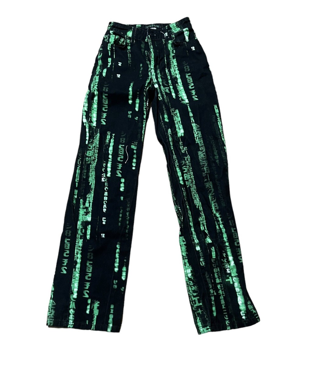 Jaded London Jeans Matrix Code Straight Leg W24 Black/Green Jaded London Jeans Matrix Code Straight Leg W24 Black/Green