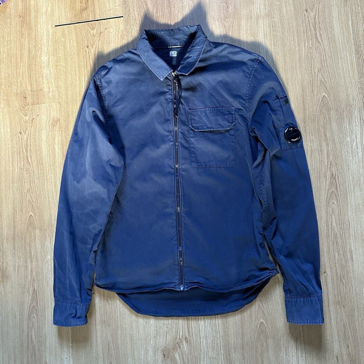 CP Company Lens Overshirt Zip Up Lightweight Jacket Navy Blue Size