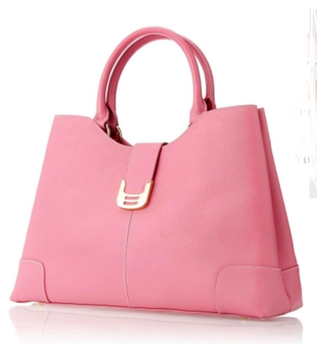 Pink Large Designer Leather Tote HandBag 