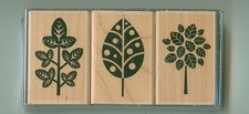 HERO ARTS rubber stamp set THREE DESIGNER LEAVES wood mounted, LP132, Trees Fall
