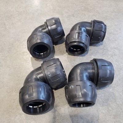 Aircom QLGO90PA063 Polymer Union Quick Line HR-Polymer 90° Elbow 63mm Lot of 4