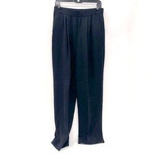 Wmns ST. JOHN Vintage Black Pleated Long Knit Dress Pant Elastic Waist Sz 14