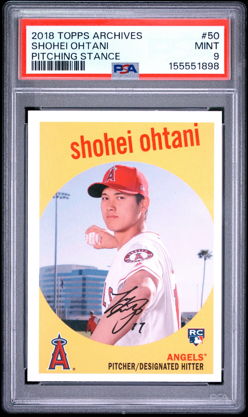 2018 TOPPS ARCHIVES PITCHING STANCE #50 SHOHEI OHTANI ROOKIE RC PSA 9