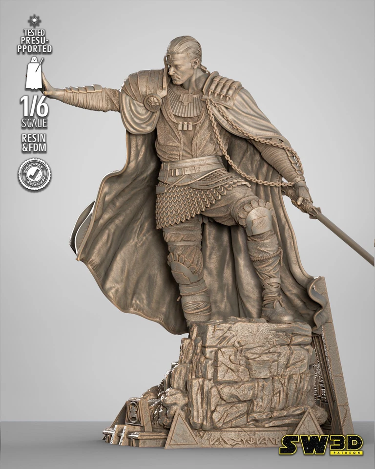 Exar Kun Star Wars 3D Printed Figure, Unpainted Sith Lord Model Kit - Image 2 of 4