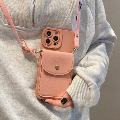 For iPhone 16 15 14 Plus 13 12 11 Pro Max X 8 7 SE Wallet Leather Crossbody Case