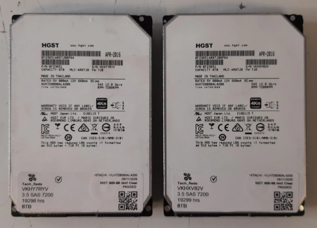 HGST SAS Internal Hard Disk Drives 8 TB Storage Capacity for sale