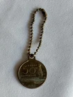 Vintage Coca-Cola 50th Anniversary Keychain Fob with Token & Hobbleskirt Bottle