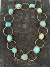 Vtg Sterling Silver & Turquoise Hoop Ring Necklace 21" Navajo Native Southwest