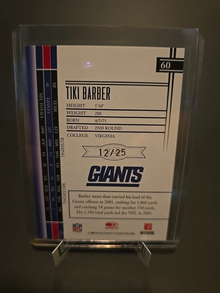 2006 Leaf Limited - Tiki Barber #60 Spotlight Silver /25 - Image 2 of 2