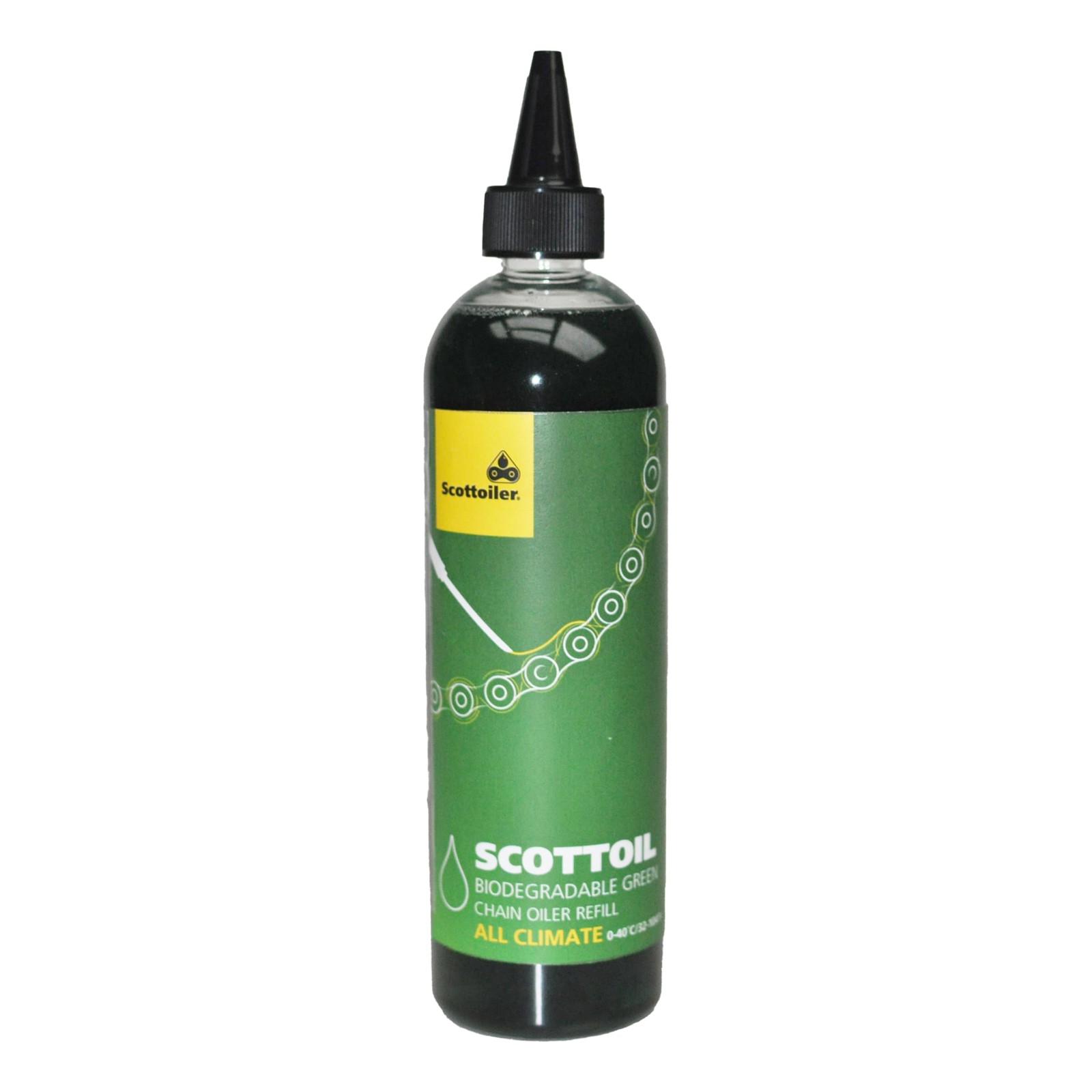 Huile pour chaîne moto verte Scottoil lubrification biodégradable toutes saisons 500ml