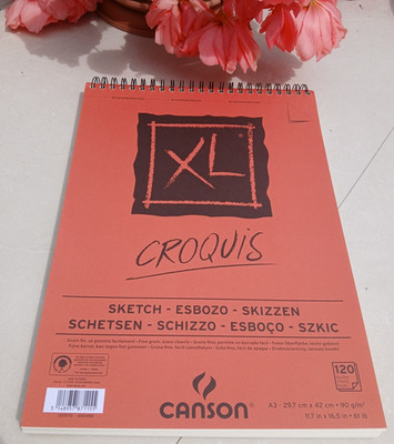 Canson XL Spiral Skizzenblock A3 90 g/m² 120 Blatt Zeichnen Kunst Schülerblock Papier