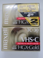 2 Packs of New VHS-C Maxell TC-30 Sealed HGX-Gold Premium Camcorder Videotapes