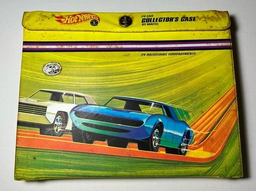 Vintage Hot Wheels Redline 24 Car Collector's Case Adjustable Yellow 1969 USA