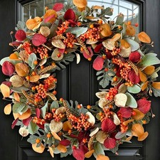 24 Inch Fall Wreath With Berries Eucalyptus For Front Door
