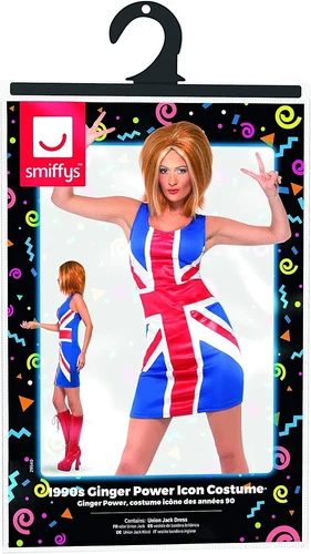 Smiffys Ginger Power, 90s Icon Costume, Union Jack (Size L) - Picture 4 of 5