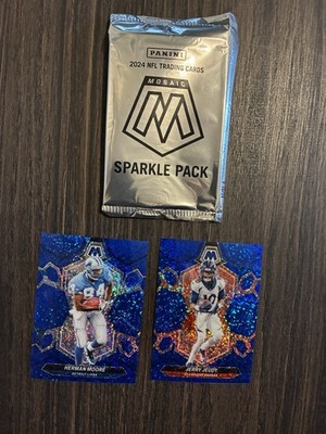 (2) 2024 Mosaic BLUE SPARKLE Herman Moore 5/96 Jerry Jeudy 77/96 