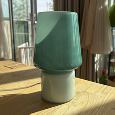 Glass Table Lamp Green/White Solid Plain Round Shade Corded Electric Switch