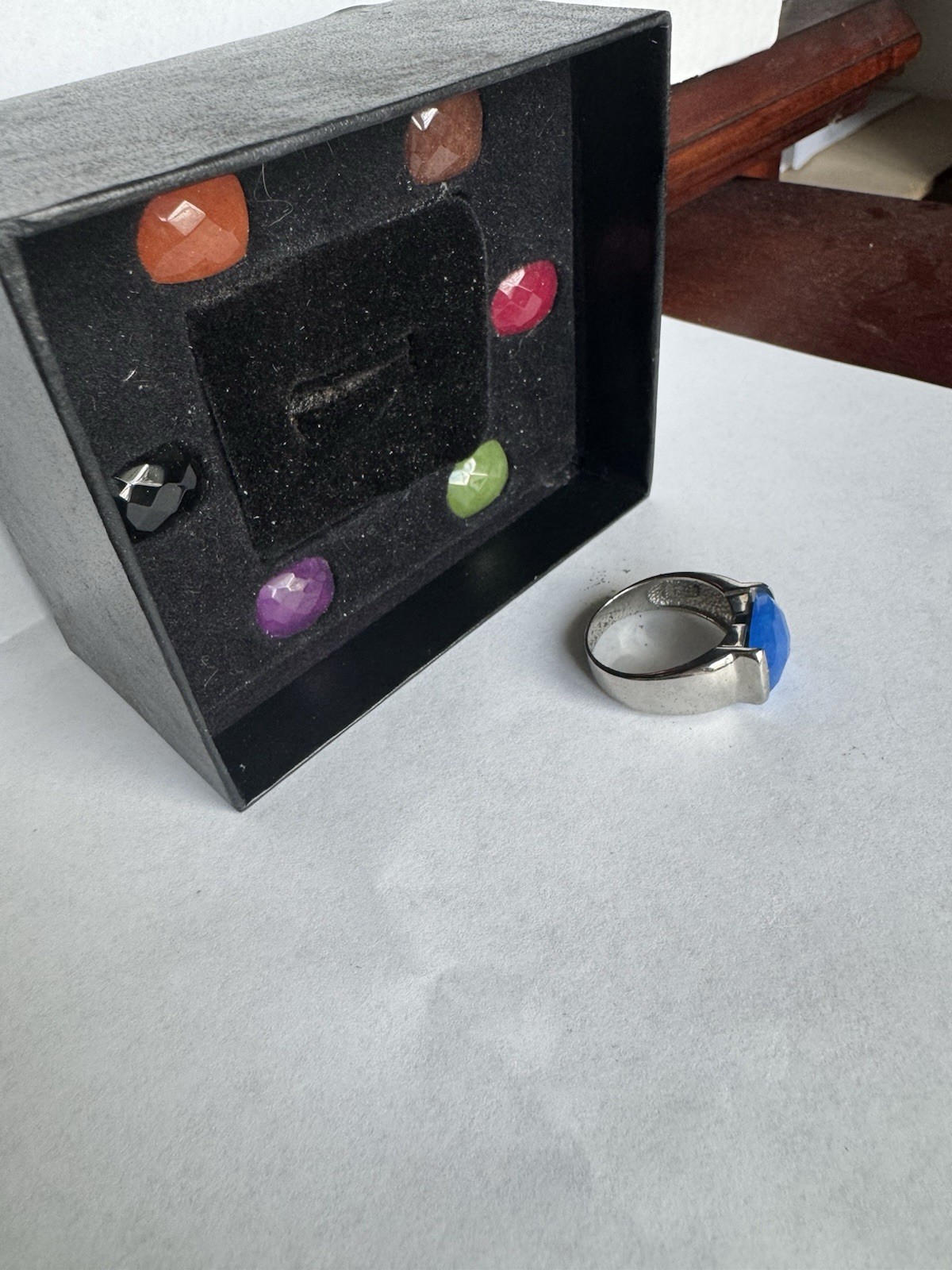 Sterling Silver Interchangeable Precious Stone Ri… - image 5