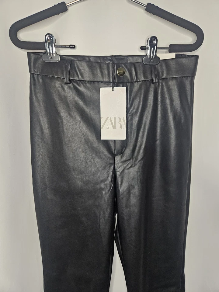 Pantalones Legging Zara Mujer Imitación Cuero Negro Tiro Alto Talla Mediana Nuevo con Etiquetas Foto 2 de 4