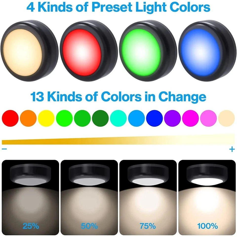 RGBW LED Puck Lights Wireless Remote Dimmable Lighting Kitchen Closet Cabinet AU - image 2 of 4