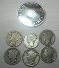 1/2 OZ SILVER + * 6 Silver MERCURY DIMES Shown * USA ONLY Please * $5.00 SHIP