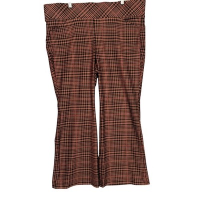 Torrid Studio Pants Womens 3XL Short Brown Houndstooth Flare Ponte Pocket Pixie