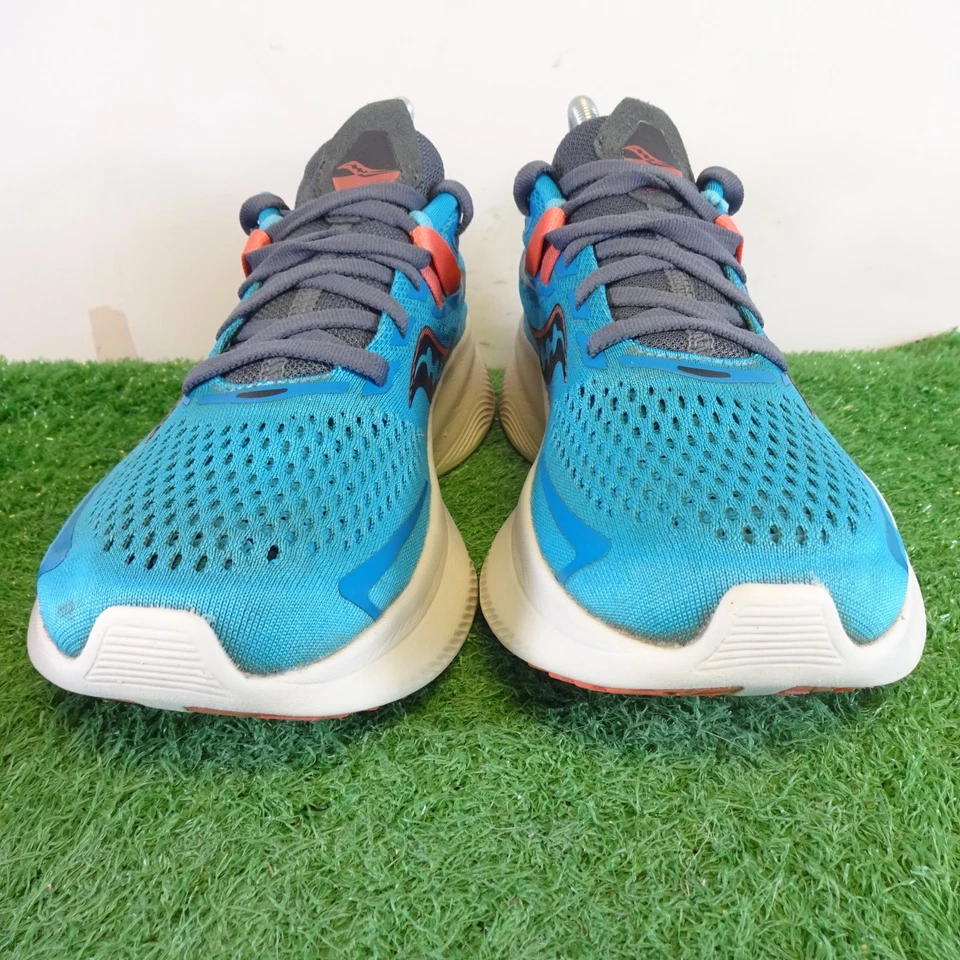 Saucony Trainers 6.5 Women's Ocean Blue PWR RUN Ride 15 Breathable Running Shoes - Image 2 of 4