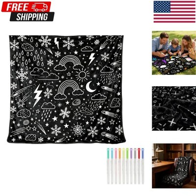 DIY Color Your Own Blanket with 24 Washable Markers Customizable Fuzzy Velvet