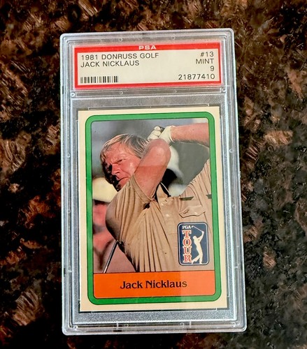JACK NICKLAUS 1981 DONRUSS GOLF ROOKIE CARD #13 PSA 9 MINT GRADED HOF GOAT