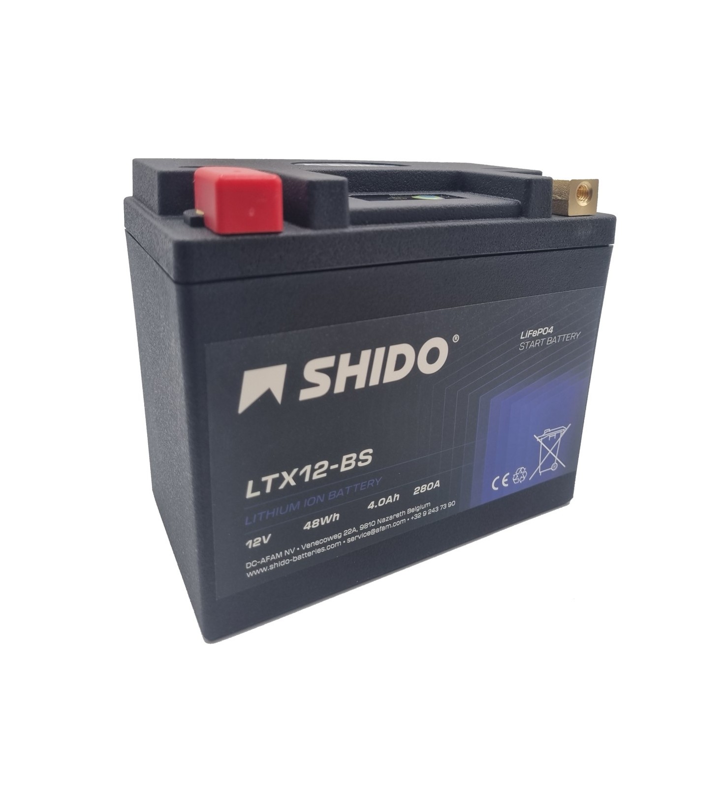 SHIDO LITHIUM ION LIGHTWEIGHT MOTORCYCLE BATTERY REPLACES YTX12-BS