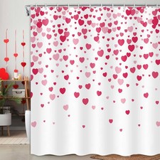 69x70 Valentines Shower Curtain Creativity Heart-Shaped Petal Polyester