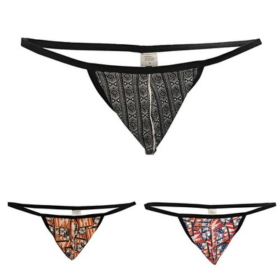 Herren Baumwolle niedriger Bund bedruckt Tanga G String Unterwäsche T Rücken H