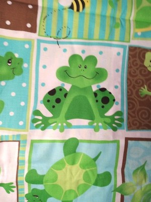  Unique Patchwork Fabric Garden Critters Frog Bee Green Patty Reed Cotton 44x66''