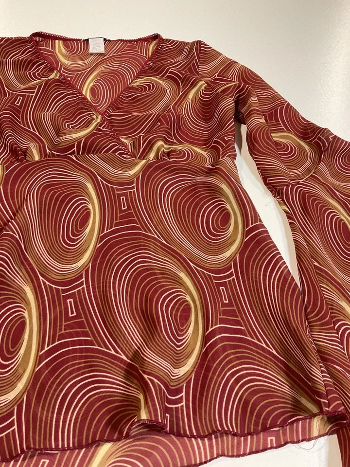 Blusa Vintage Papaya Manga Campana Transparente Talla L Hada EE. UU. Capricho Años 90 Y2K Foto 2 de 4