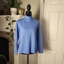 L.L. BEAN L/S Soft Interlock Cotton Turtleneck - L, Blue