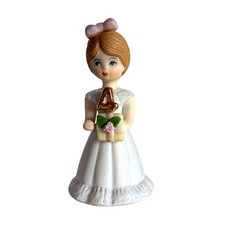Growing Up Birthday Girls Ceramic Figurine 4th Birthday Girl Blonde White Dress