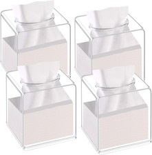 4 Pack Acrylic Tissue Box Cover Square Clear Tissue Box Holder Acrylic Cube