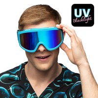 Party Skibrille Neon-Blau Uv Apres Ski Festival Brille SpiegelgläSer FüR Rave