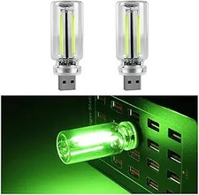2PCS Car USB Night Lights, Portable Mini Touch Dimmable Vehicle R Color: Green