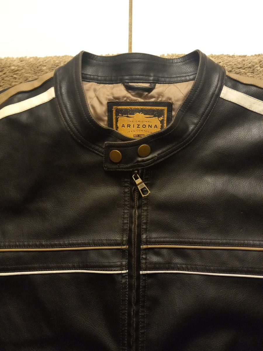 Arizona Jean Co. Leather Moto Jacket 3XL – Black w/ Tan & White