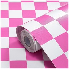 Modern Peel and Stick Wallpaper Pink and White Mosaic Checkered Contact Paper...