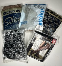 Silkies Pantyhose/Knee HI  s LOT OF 5 CONTROL TOP NEW Sz Medium Various Colors