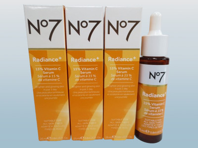 NO7 RADIANCE+ 15% VITAMIN C SERUM 0.84 OZ BOXED LOT OF 3