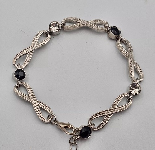 Gorgeous Genuine 1.5 Carat Sapphire “Infinity and Beyond” Silver Plated Bracelet - Picture 1 of 13