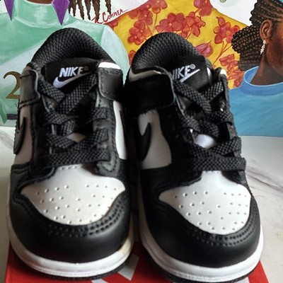 Nike Dunk Low (TDE) Toddler Low Top Leather Sneakers White/Black 5C CW1589-100